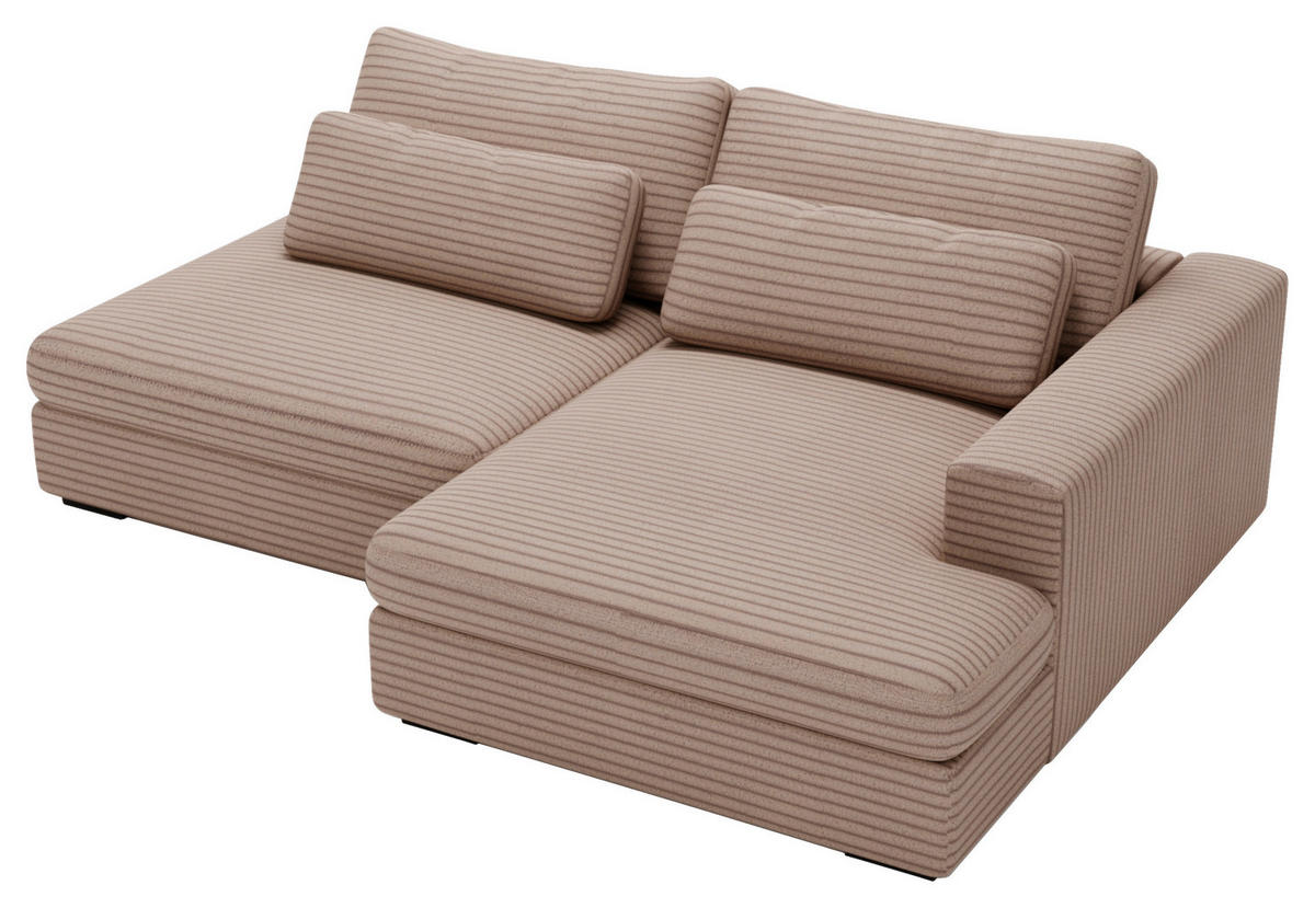 ECKSOFA in Cord Hellbraun  - Hellbraun/Schwarz, Design, Kunststoff/Textil (223/158cm) - Lomoco