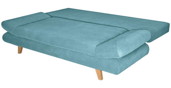 SCHLAFSOFA mit Schlafen auf Sitzhöhe, haustierfreundlicher Bezug Cord Türkis - Türkis/Buchefarben, KONVENTIONELL, Holz/Textil (200/75/85cm) - Carryhome