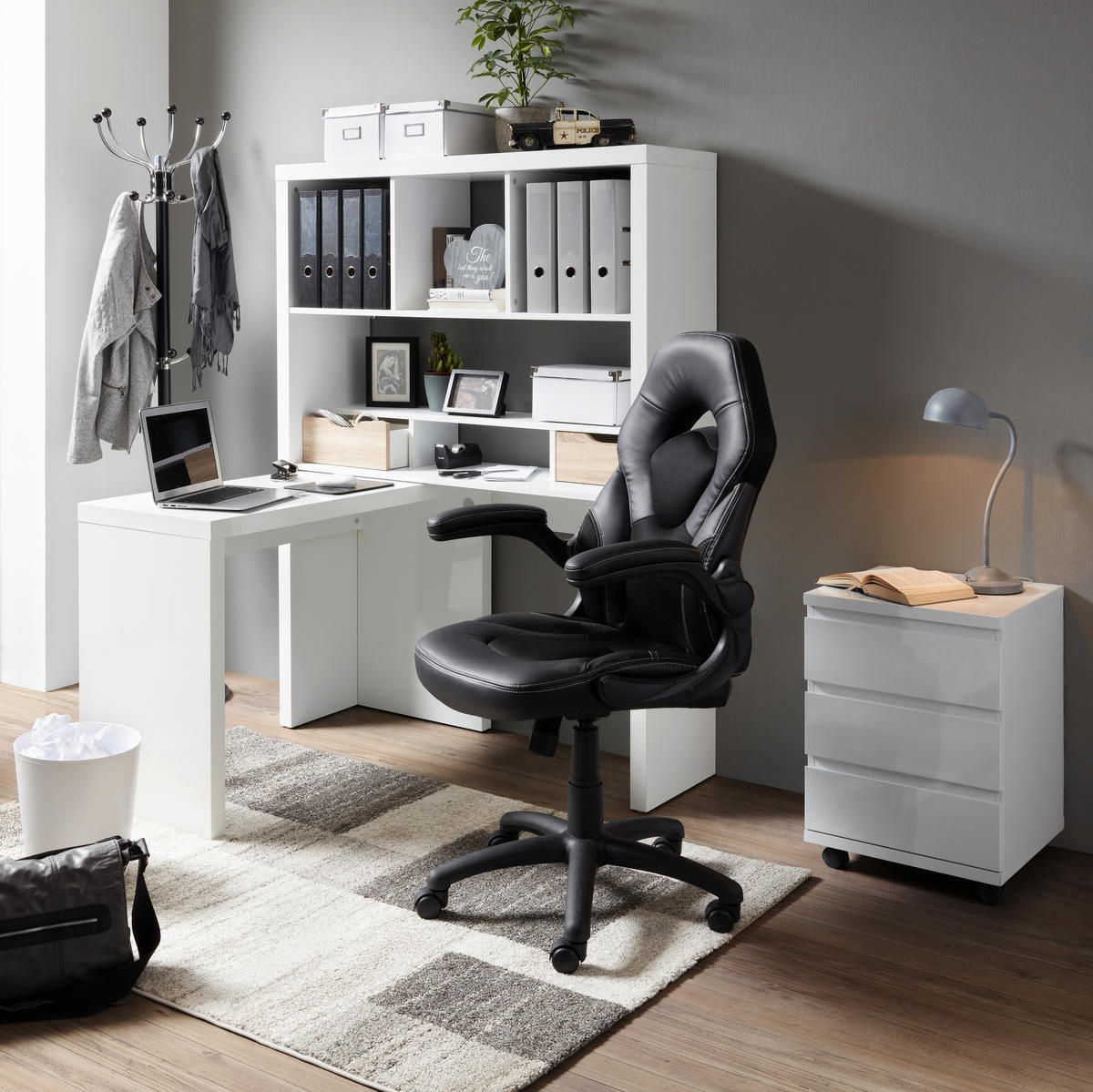 SNURRSTOL  i läderimitation, nätklädsel svart  - vit/svart, Modern, metall/textil (61/106-116/64cm) - Best Price