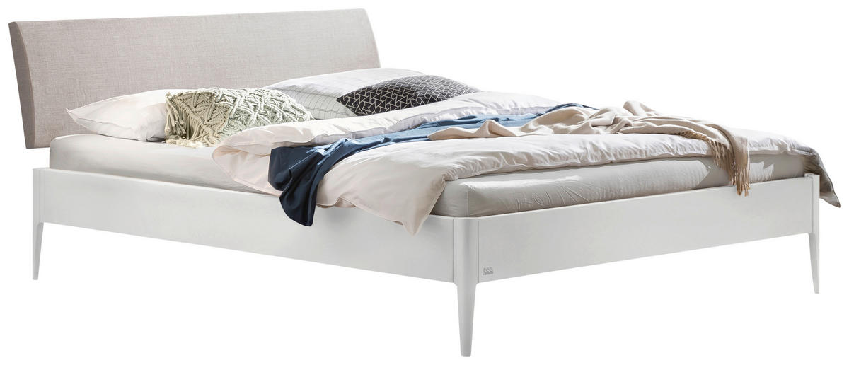 BETT 140/200 cm  in Weiß, Hellgrau  - Hellgrau/Weiß, KONVENTIONELL, Textil (140/200cm) - Hasena