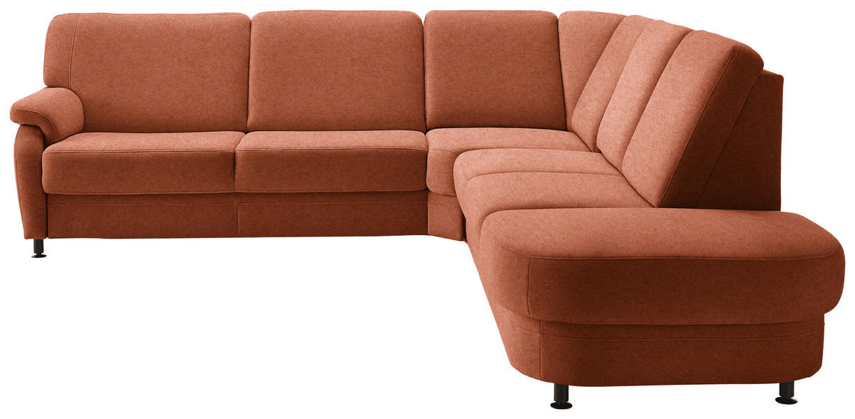 ECKSOFA Flachgewebe Rostfarben  - Rostfarben/Schwarz, Konventionell, Textil/Metall (269/287cm) - Beldomo System