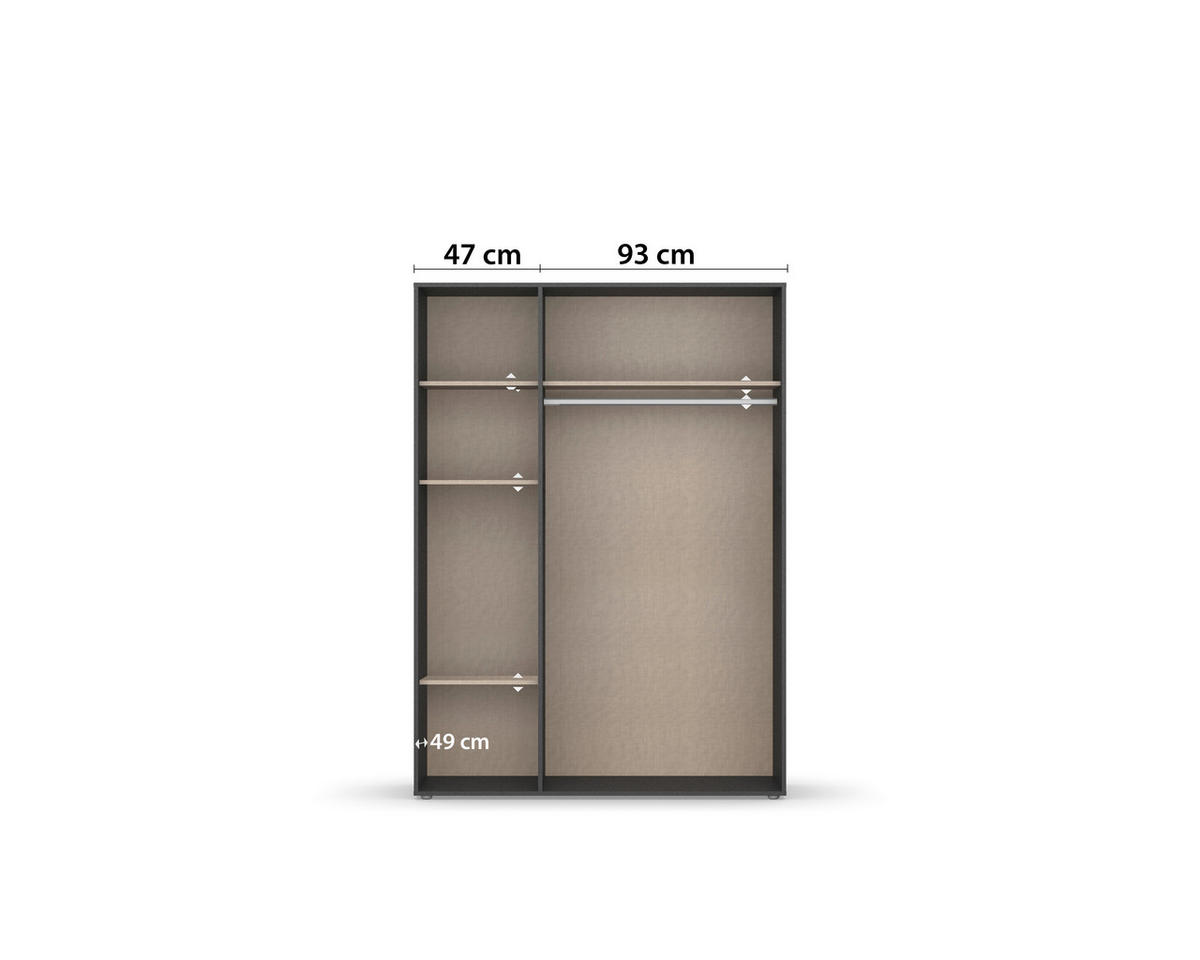 NYÍLÓAJTÓS SZEKRÉNY szürke  - szürke, Modern, műanyag/faalapú anyag (140/194/53cm) - Rauch Möbel