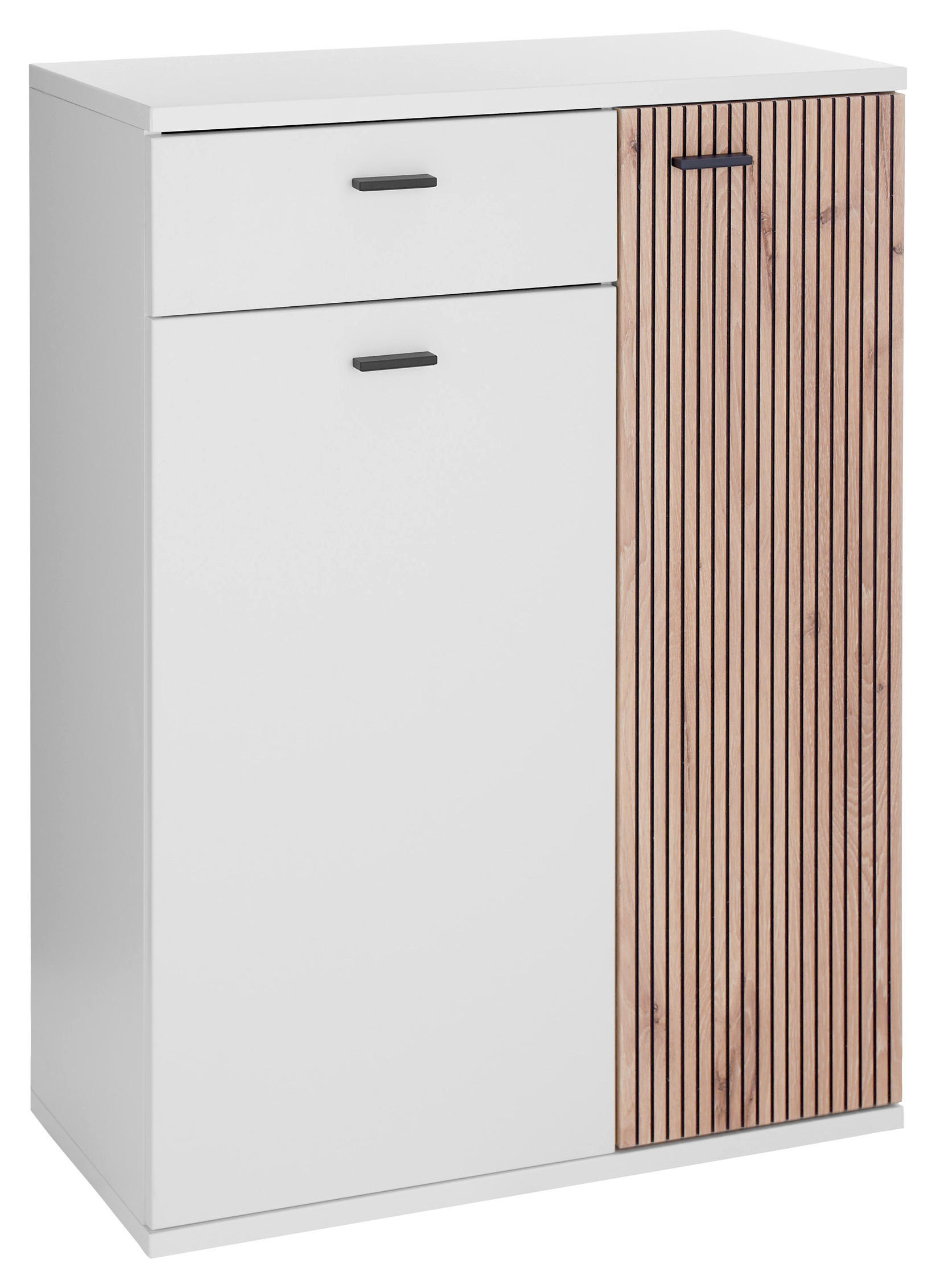 SCHUHSCHRANK  in 75/102/37 cm  - Weiss/Eichefarben, Design, Holzwerkstoff/Kunststoff (75/102/37cm) - Voleo
