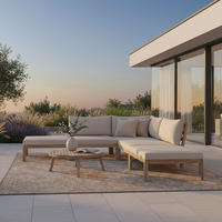 BAŠTENSKA GARNITURA  - boja akacije/krem, Moderno, drvo/tekstil (250/250cm) - Bessagi Garden