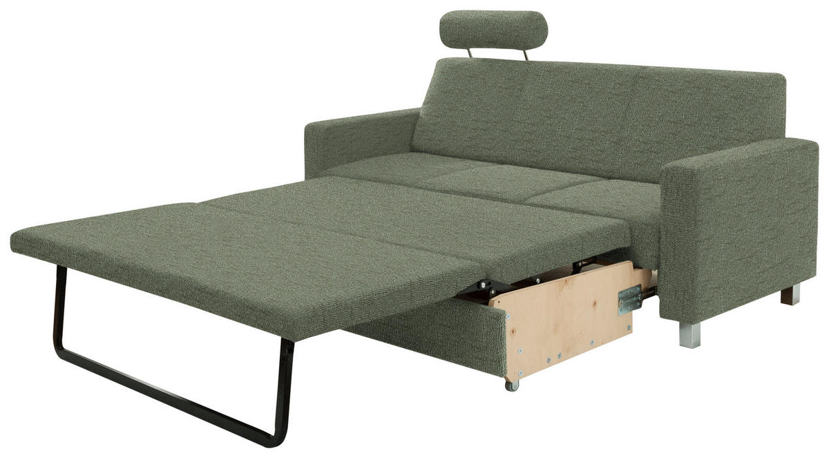 3-SITZER-SOFA in Flachgewebe Hellgrün  - Chromfarben/Hellgrün, Design, Textil/Metall (195/83/85cm) - Xora