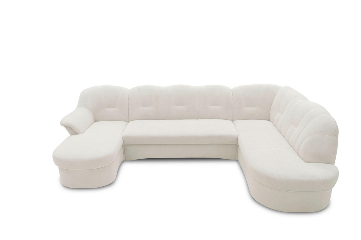 WOHNLANDSCHAFT FLORES FK Creme Mikrofaser  - Creme/Schwarz, KONVENTIONELL, Kunststoff/Textil (293/84/182cm) - MID.YOU