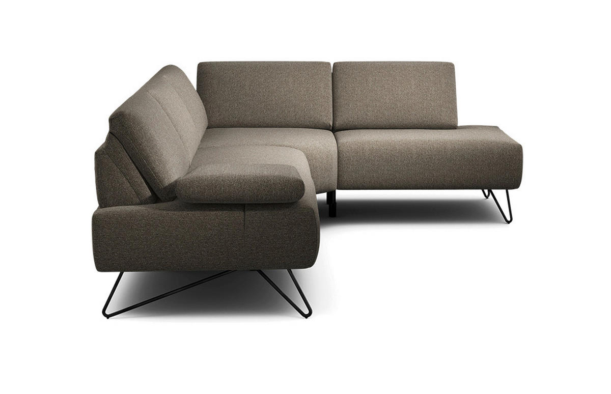ECKSOFA in Chenille Braun  248-263/193 cm  - Schwarz/Braun, Design, Textil/Metall (248-263/193cm) - SENSOO