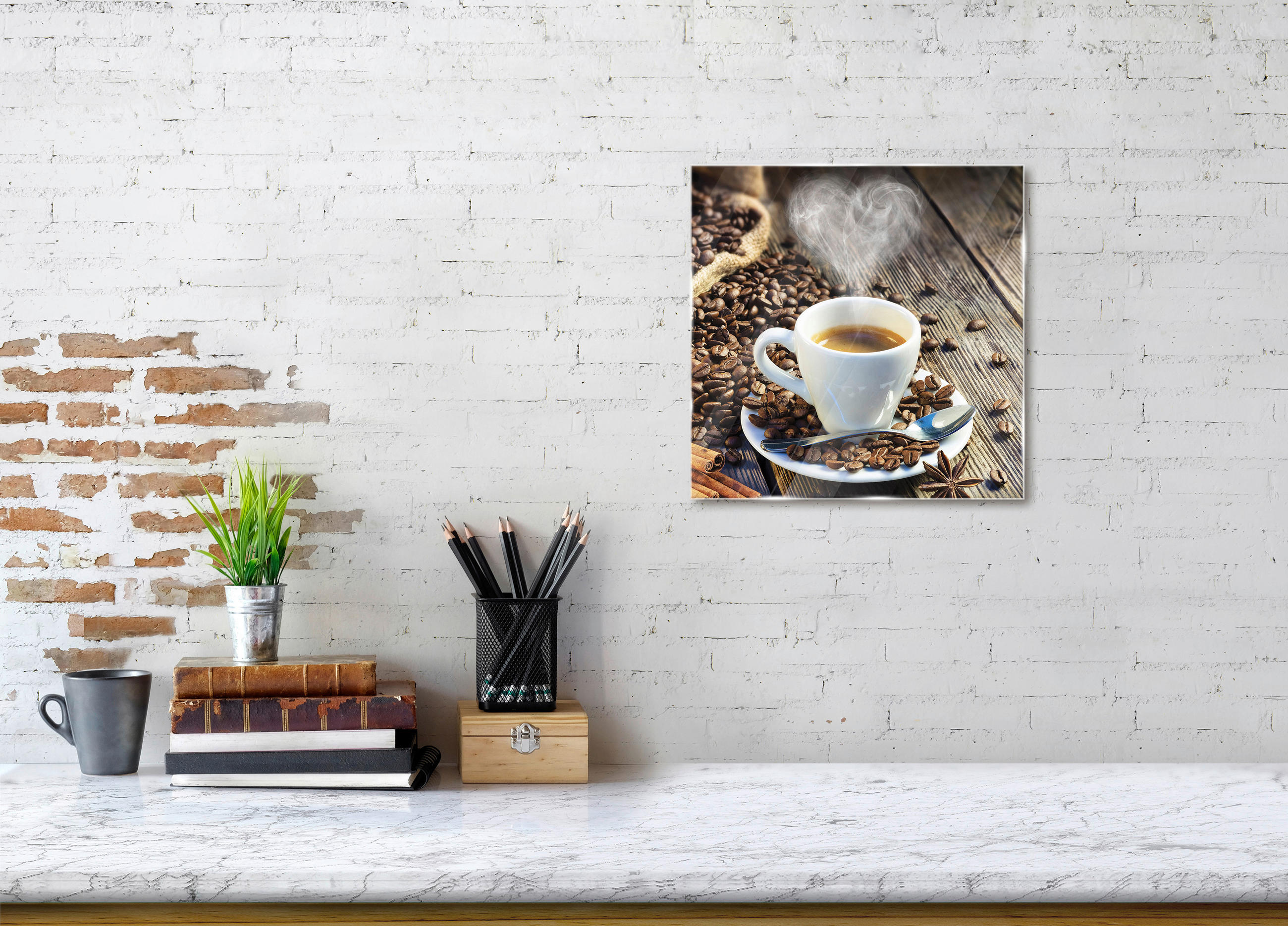 GLASBILD Kaffee 30/30 cm  - Multicolor, Basics, Glas (30/30cm) - Euroart