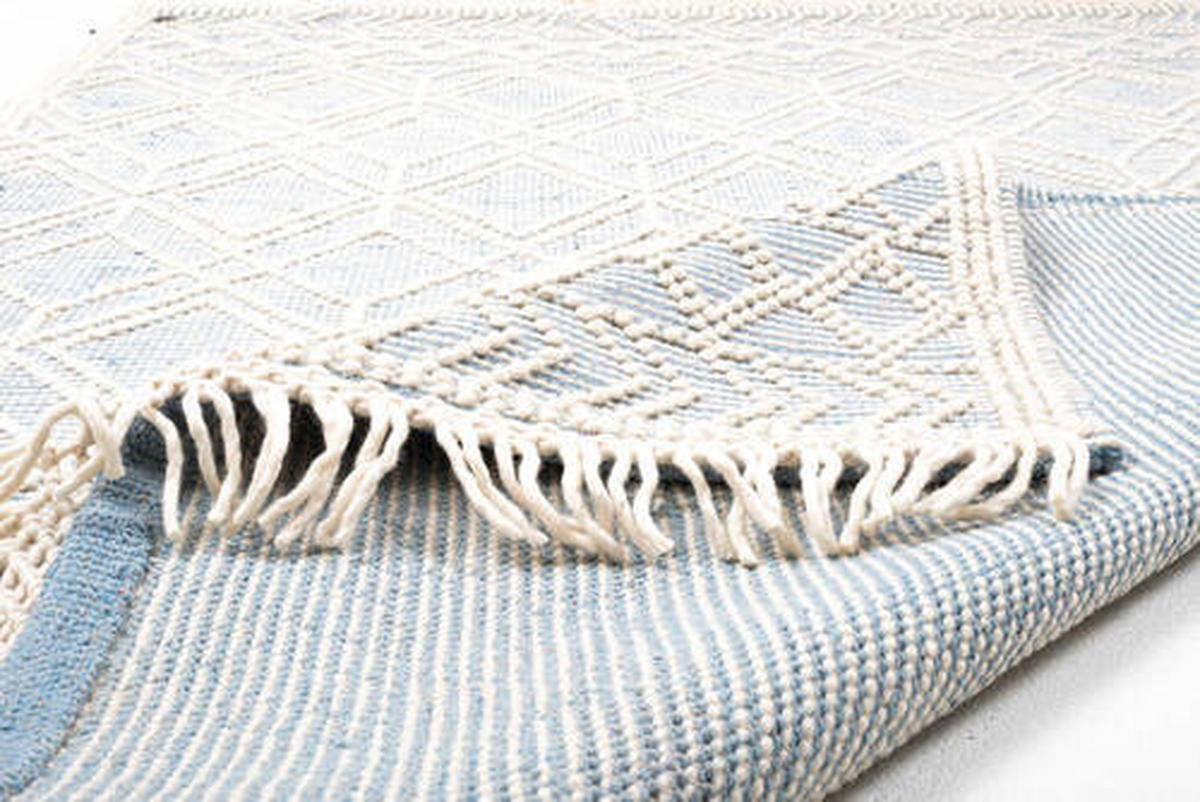 HANDWEBTEPPICH 190/290 cm Colored Macrame four Creme, Pastellblau  - Pastellblau/Creme, KONVENTIONELL, Textil (190/290cm) - Tom Tailor