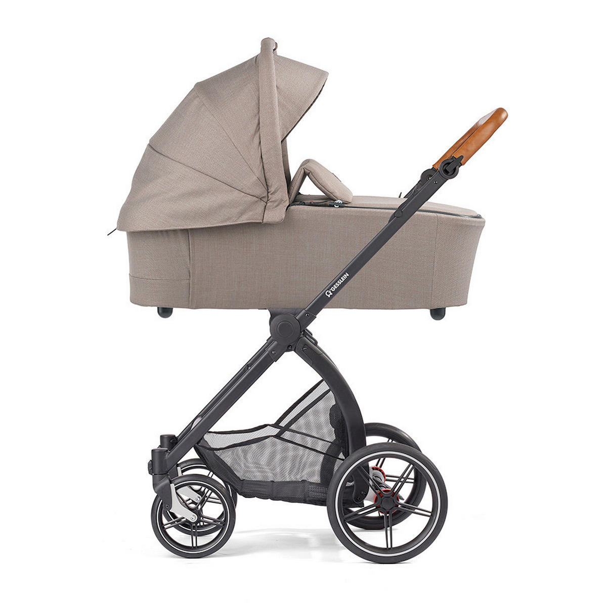 KOMBIKINDERWAGEN  FX4 Swing Set  Taupe-Cognac-Herzchen gold  - Taupe/Goldfarben, Basics, Textil (100/55/130cm) - Gesslein