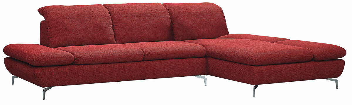 SEDEŽNA GARNITURA, šenilja, gladka tkanina rdeča  - srebrne barve/rdeča, Design, tekstil (285/200cm) - Chilliano