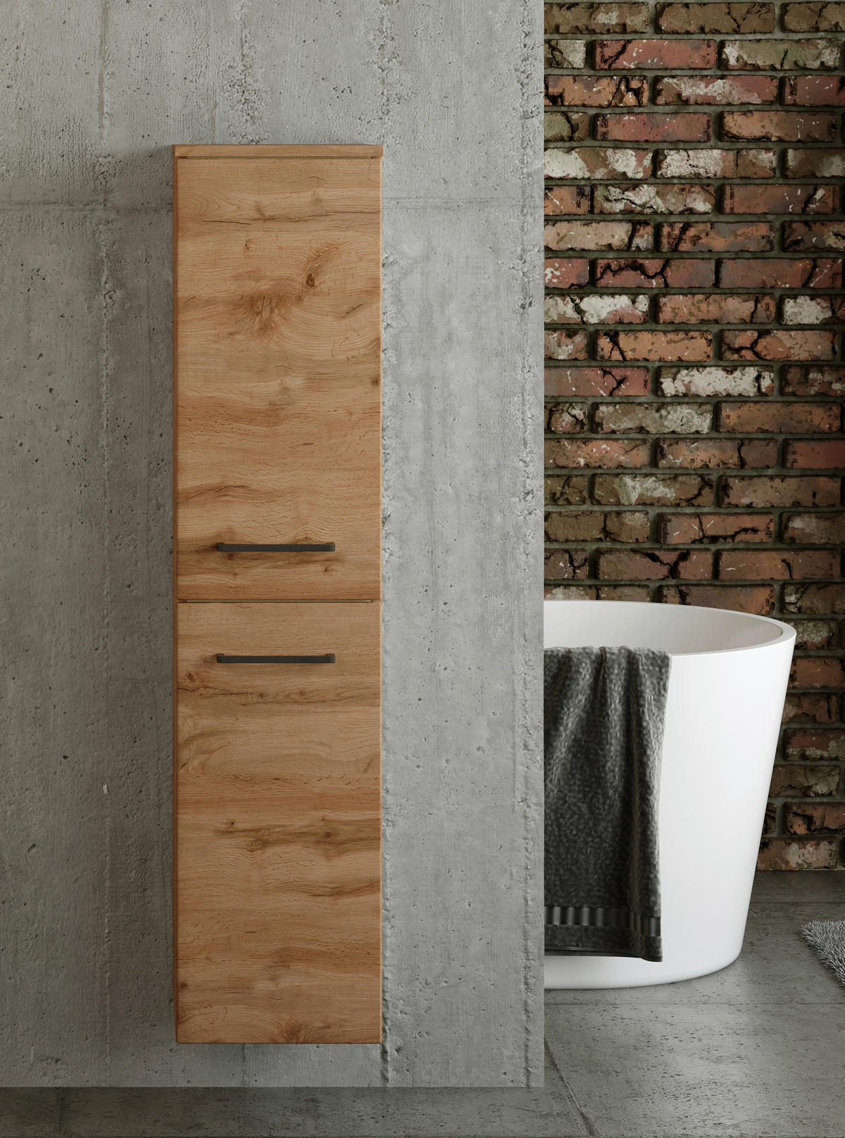 MIDISCHRANK 30/130/35 cm  - Eichefarben/Schwarz, MODERN, Holzwerkstoff/Metall (30/130/35cm) - Held