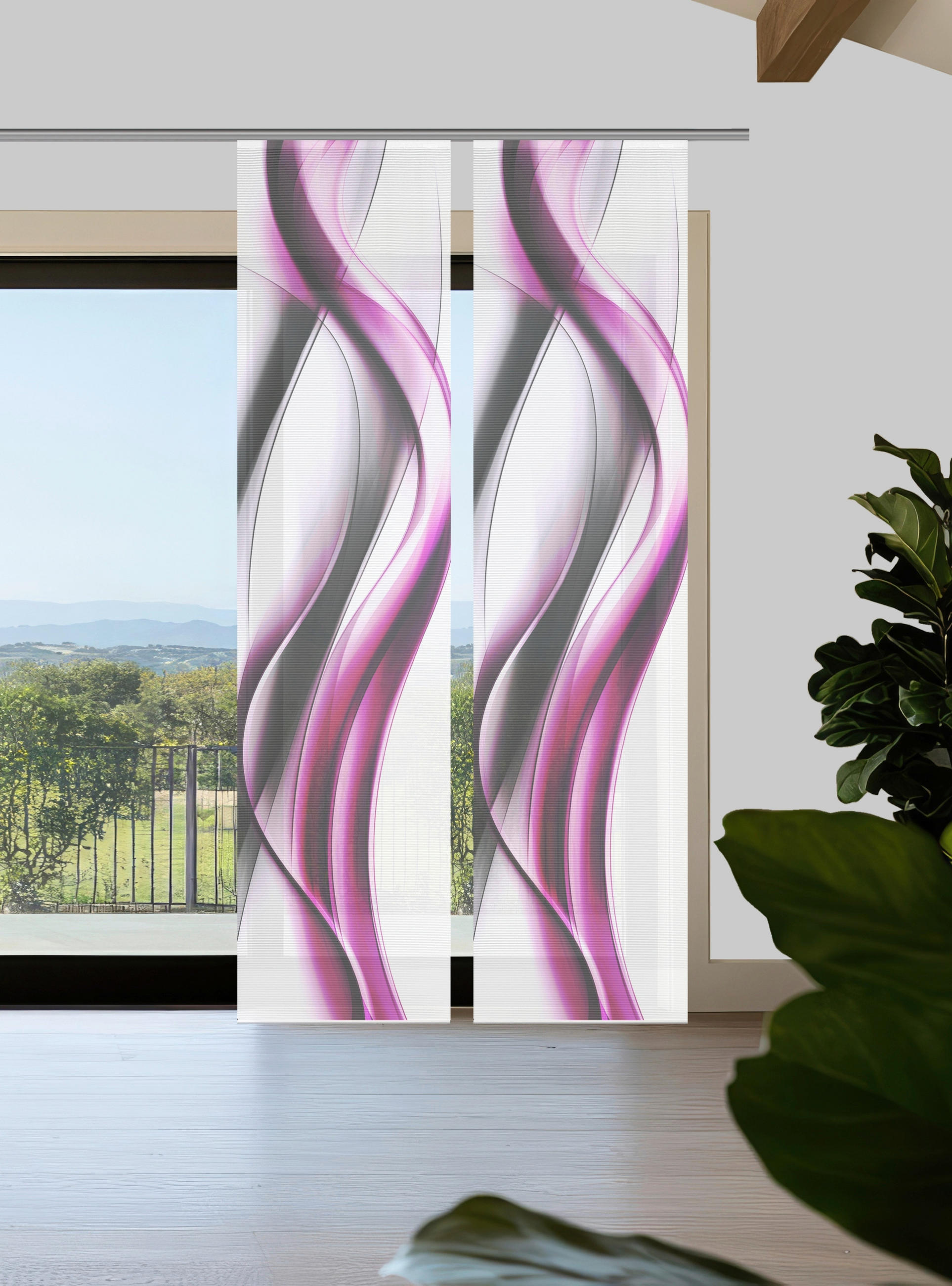 FLÄCHENVORHANG  2 Stück  halbtransparent  60/260 cm   - Pink/Weiß, Design, Textil (60/260cm)