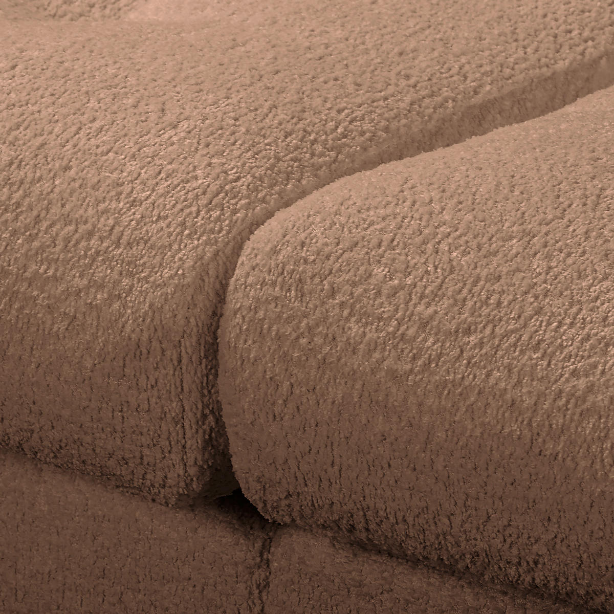BIGSOFA in Teddystoff Hellbraun  - Hellbraun/Schwarz, Design, Kunststoff/Textil (284/94/148cm) - Livetastic