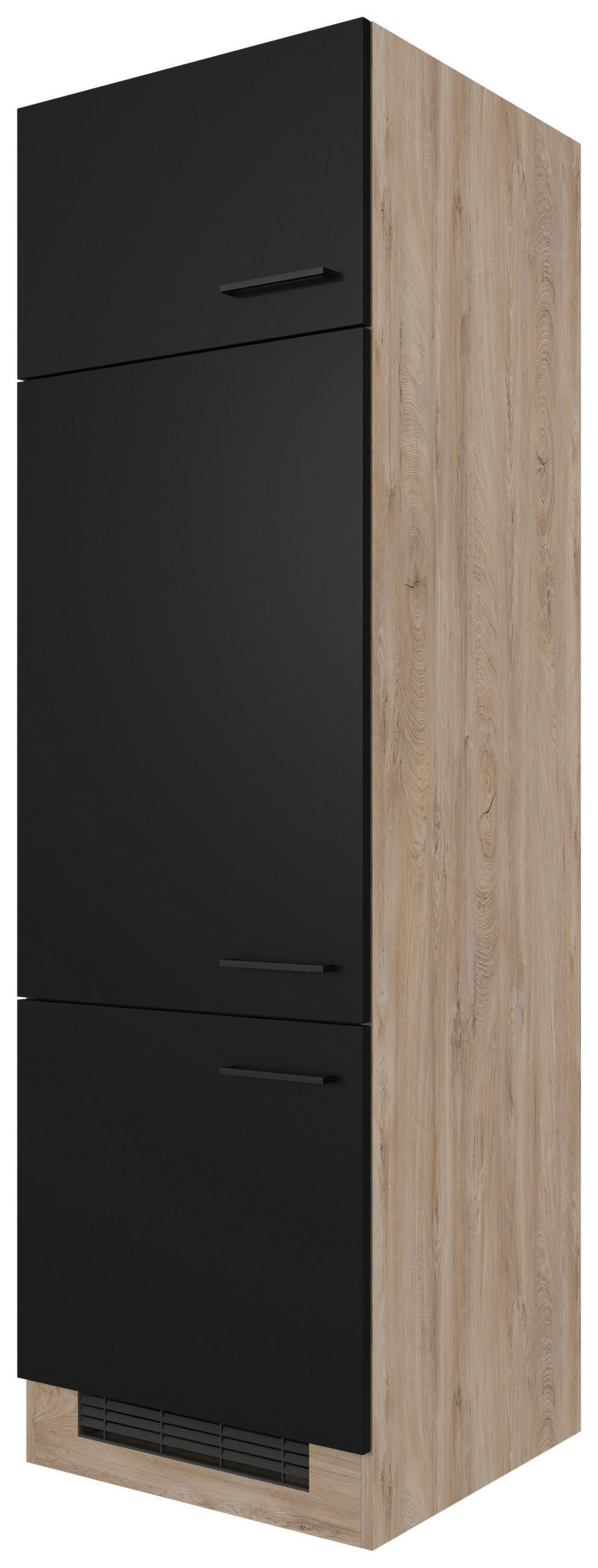 GERÄTEUMBAUSCHRANK 60/200/57 cm  in Schwarz, Eichefarben  - Eichefarben/Schwarz, KONVENTIONELL, Holzwerkstoff/Metall (60/200/57cm) - FlexWell