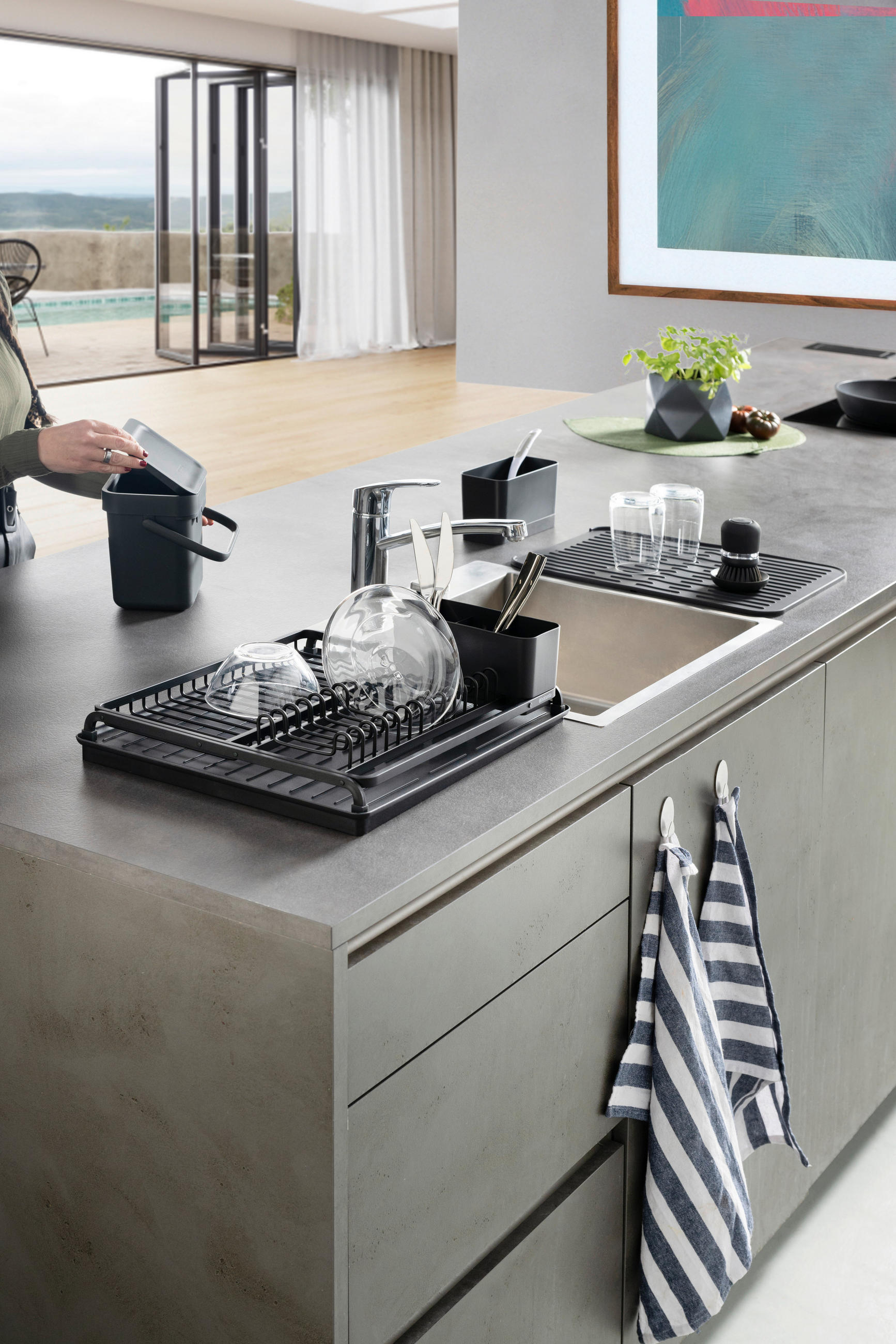Diskbänksorganiserare Set - mörkgrå, Design, plast (9,1/19,6/12cm) - Brabantia