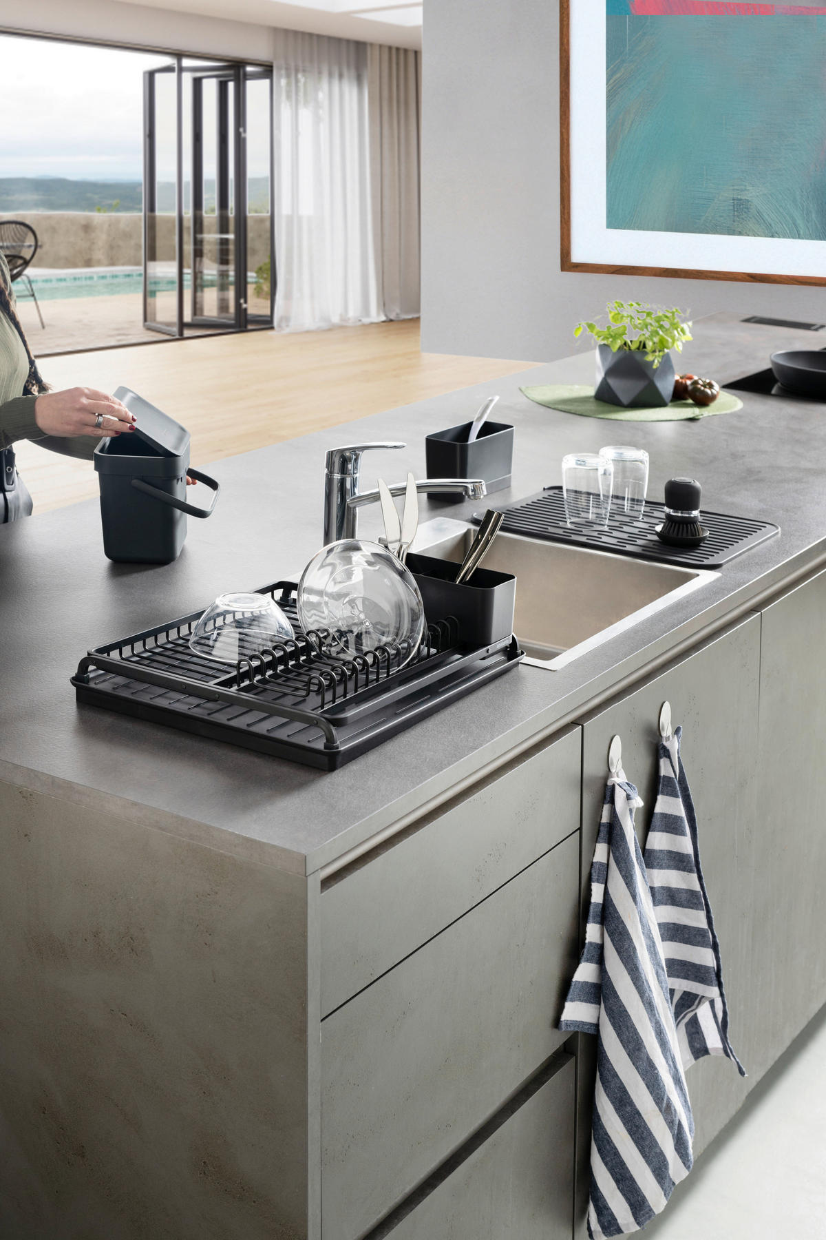 GESCHIRRABTROPFKORB   - Dunkelgrau, Design, Metall (38,6/14,2/49,2cm) - Brabantia