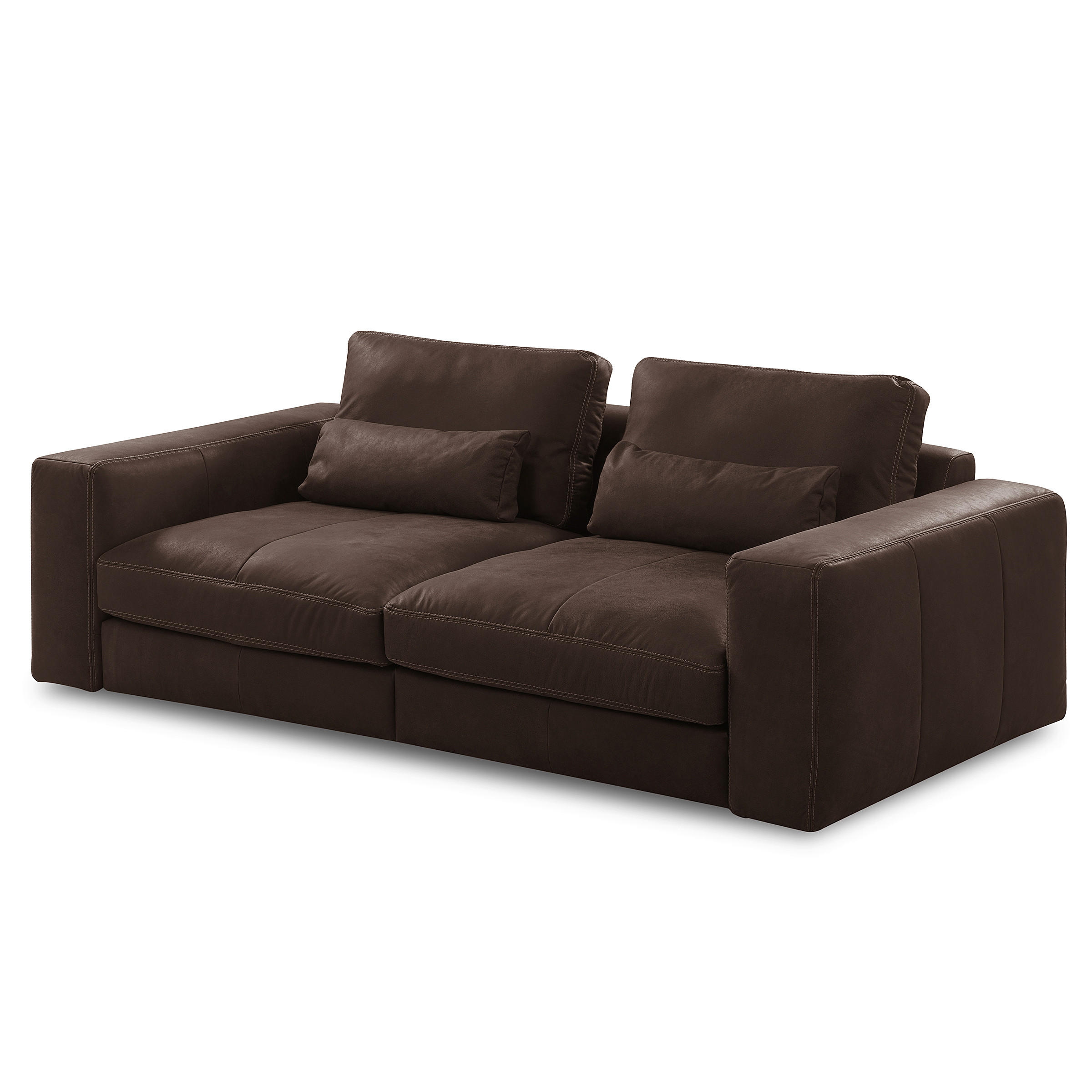 2-SITZER-SOFA  in Echtleder Dunkelbraun   - Dunkelbraun/Beige, Design, Leder/Kunststoff (240/85/123cm) - Livetastic