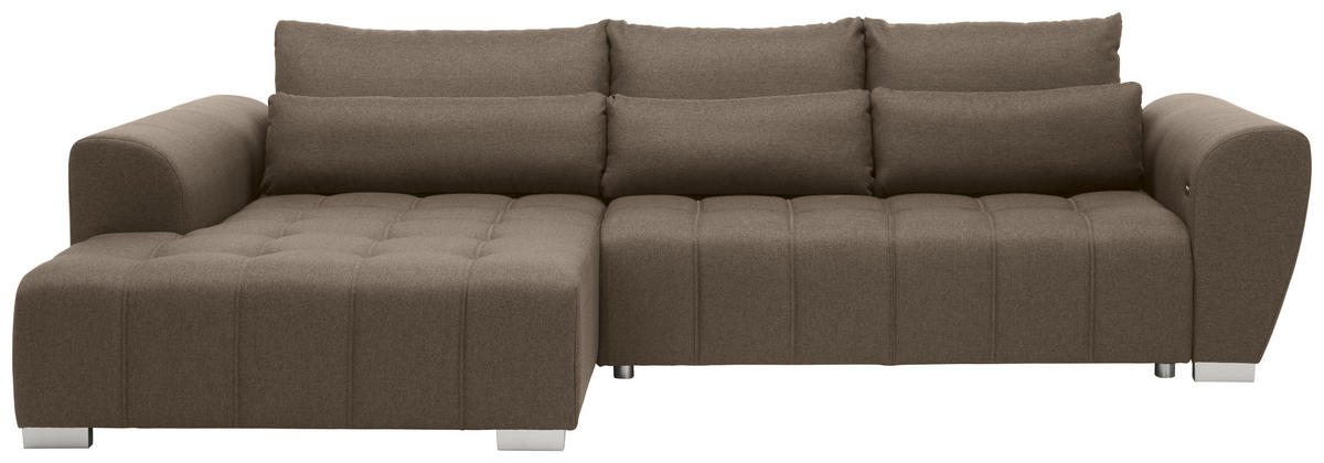 ECKSOFA in Webstoff Braun, Grau  218/304 cm  - Silberfarben/Braun, Design, Kunststoff/Textil (218/304cm) - Carryhome