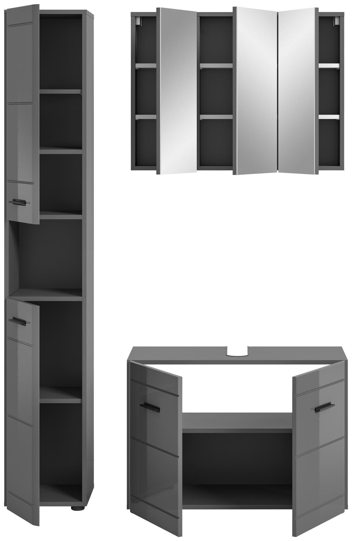 KÚPEĽŇA sivá  - čierna/sivá, Modern, kompozitné drevo/plast (110cm) - MID.YOU