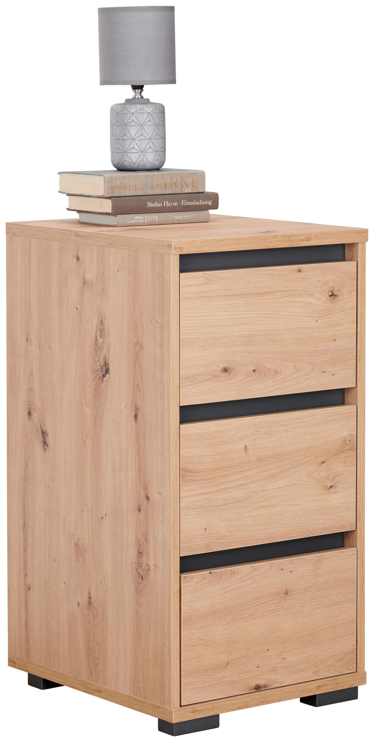 NOČNÍ STOLEK, antracitová, barvy dubu, 40/79/48 cm - barvy dubu/antracitová, Design, kompozitní dřevo/plast (40/79/48cm) - Carryhome