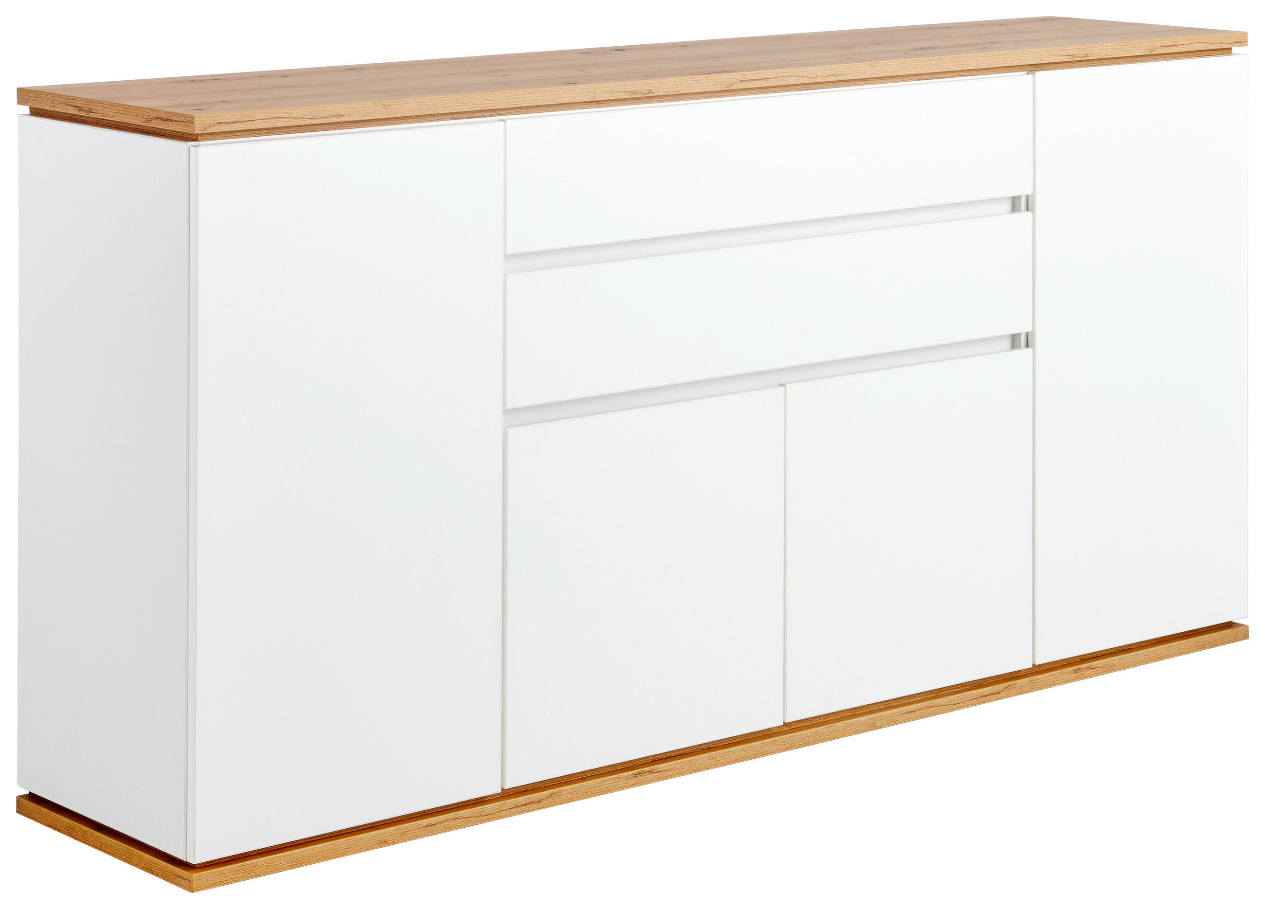 SIDEBOARD Weiß, Eiche Artisan Einlegeböden  - Schwarz/Weiß, Design, Holzwerkstoff/Kunststoff (184/93/42cm) - Xora