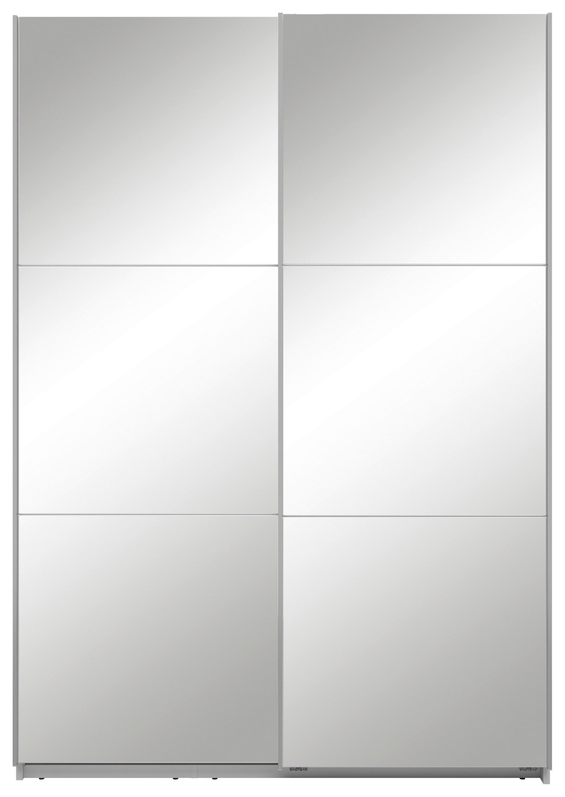 SCHWEBETÜRENSCHRANK in Weiss  - Weiss/Silberfarben, Basics, Glas/Holzwerkstoff (150/216/64cm) - Boxxx