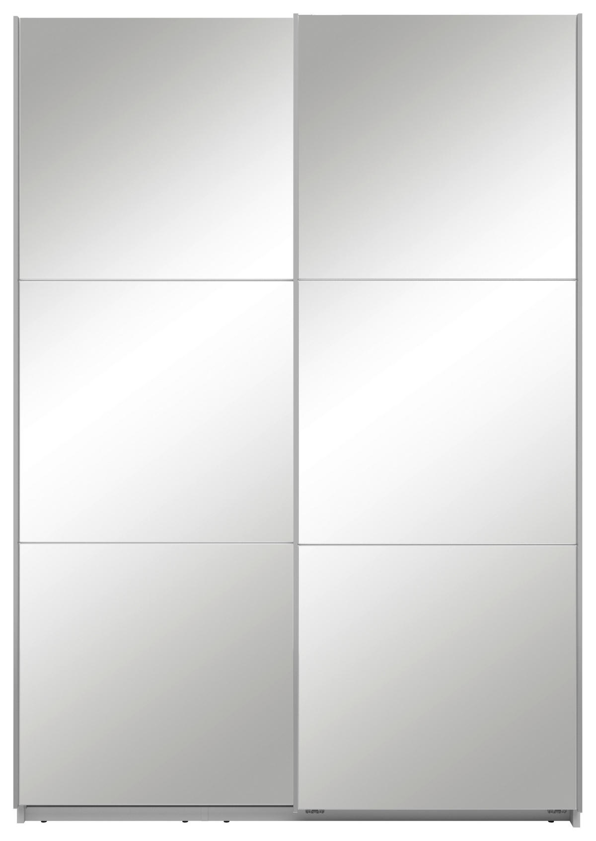 SCHWEBETÜRENSCHRANK 150/216/64 cm 2-türig Weiß  - Silberfarben/Weiß, Basics, Glas/Holzwerkstoff (150/216/64cm) - Boxxx