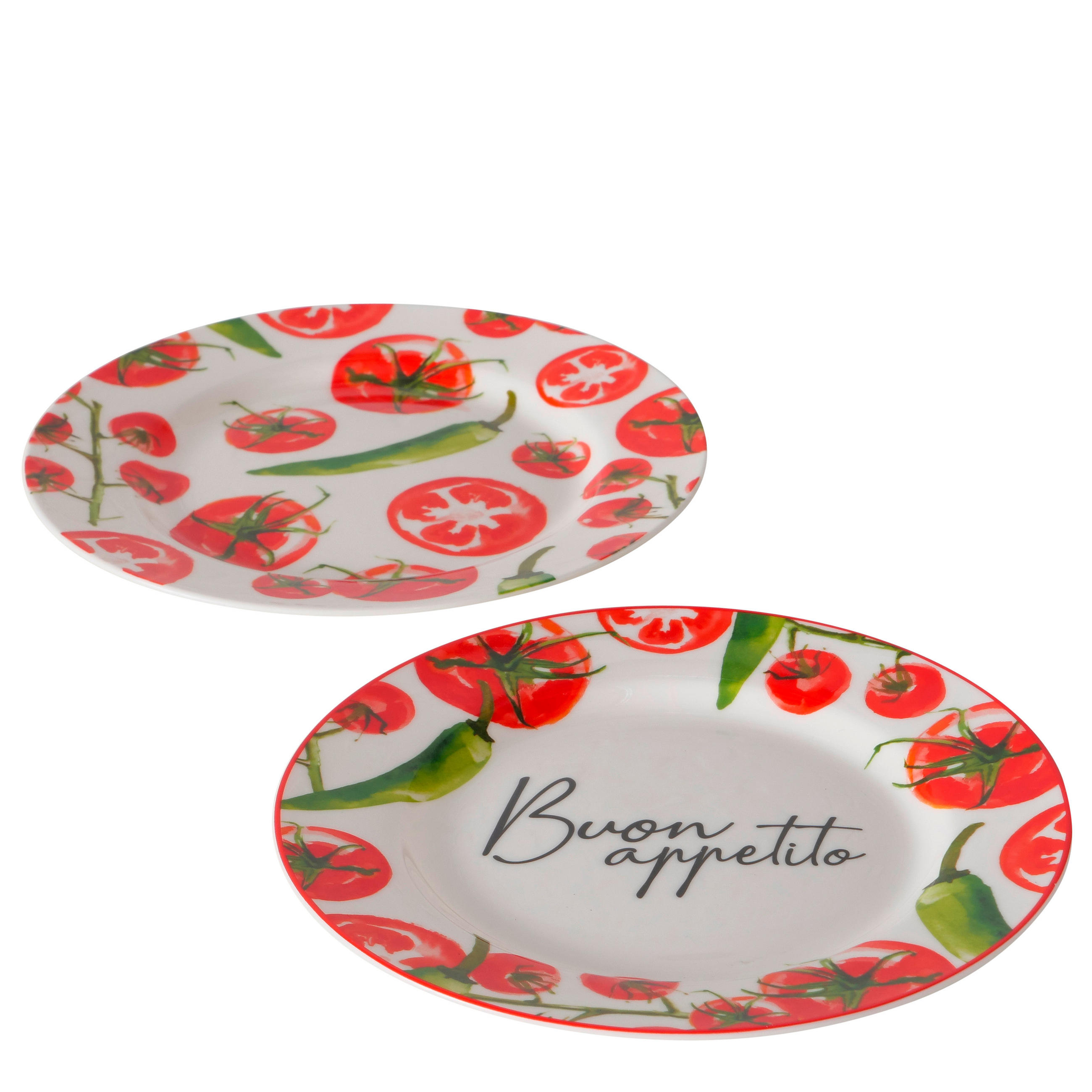 PLYTKÝ TANIER, keramika, 21 cm - biela/červená, Basics, keramika (21cm)
