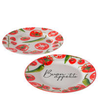 PLYTKÝ TANIER, keramika, 21 cm - biela/červená, Basics, keramika (21cm)