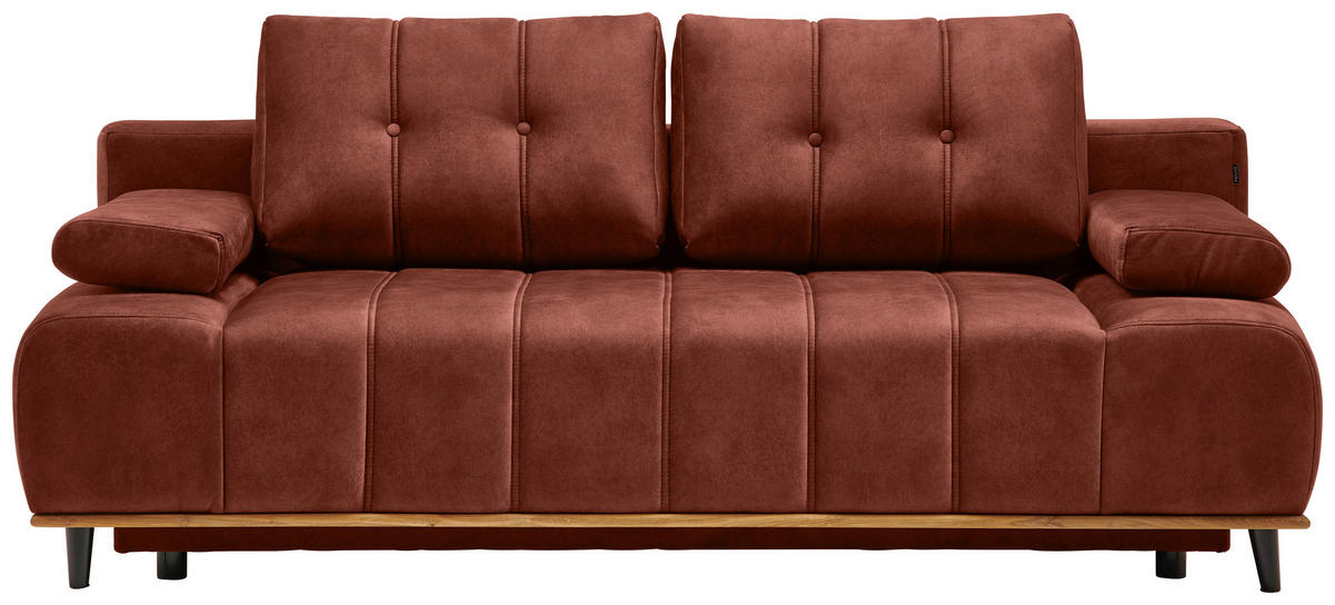 BÄDDSOFFA i vävt tyg rostfärgad  - svart/rostfärgad, Design, trä/textil (206/77-87/102cm) - Livetastic