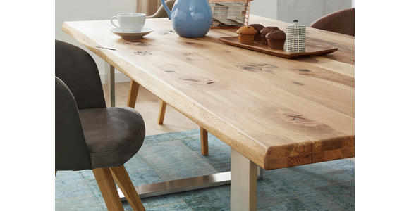 ESSTISCH in Holz, Metall 200/100/77 cm - Edelstahlfarben/Eichefarben, Natur, Holz/Metall (200/100/77cm) - Voleo