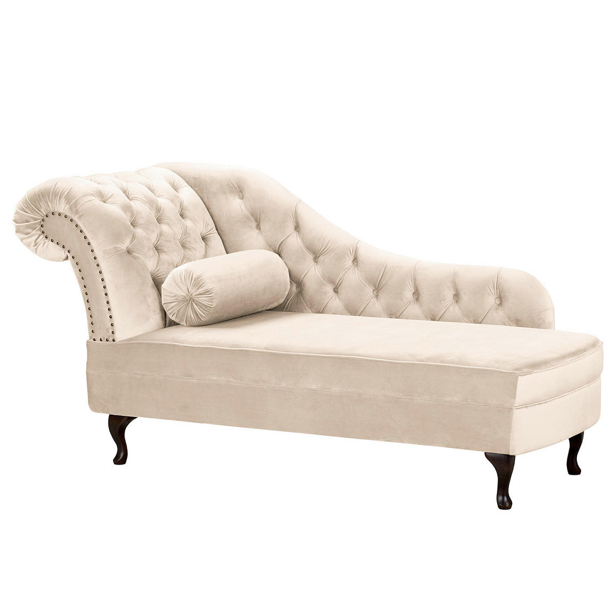 RÉCAMIERE Pako in Samt Creme  - Creme/Braun, Design, Holz/Textil (185/93/75cm) - Livetastic