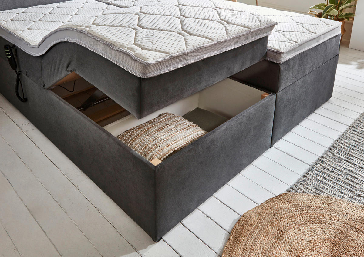 BOXSPRINGBETT 180/200 cm  in Grau  - Schwarz/Grau, KONVENTIONELL, Kunststoff/Textil (180/200cm) - Carryhome