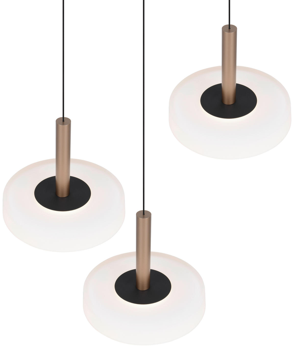 LED-PENDELLEUCHTE Celeste 35/200 cm   - Braun/Weiß, Design, Glas/Metall (35/200cm) - Trio Leuchten