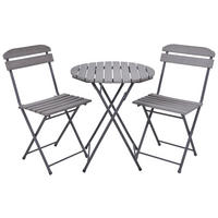 BALKONSET  - Hellgrau/Grau, MODERN, Kunststoff/Metall (160/83/160cm) - Gardenson