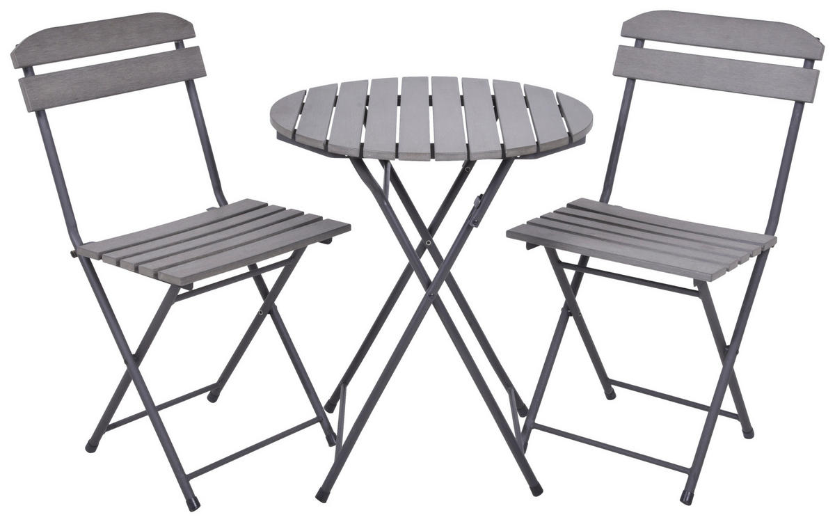 BALKONSET  - Hellgrau/Grau, MODERN, Kunststoff/Metall (160/83/160cm) - Gardenson