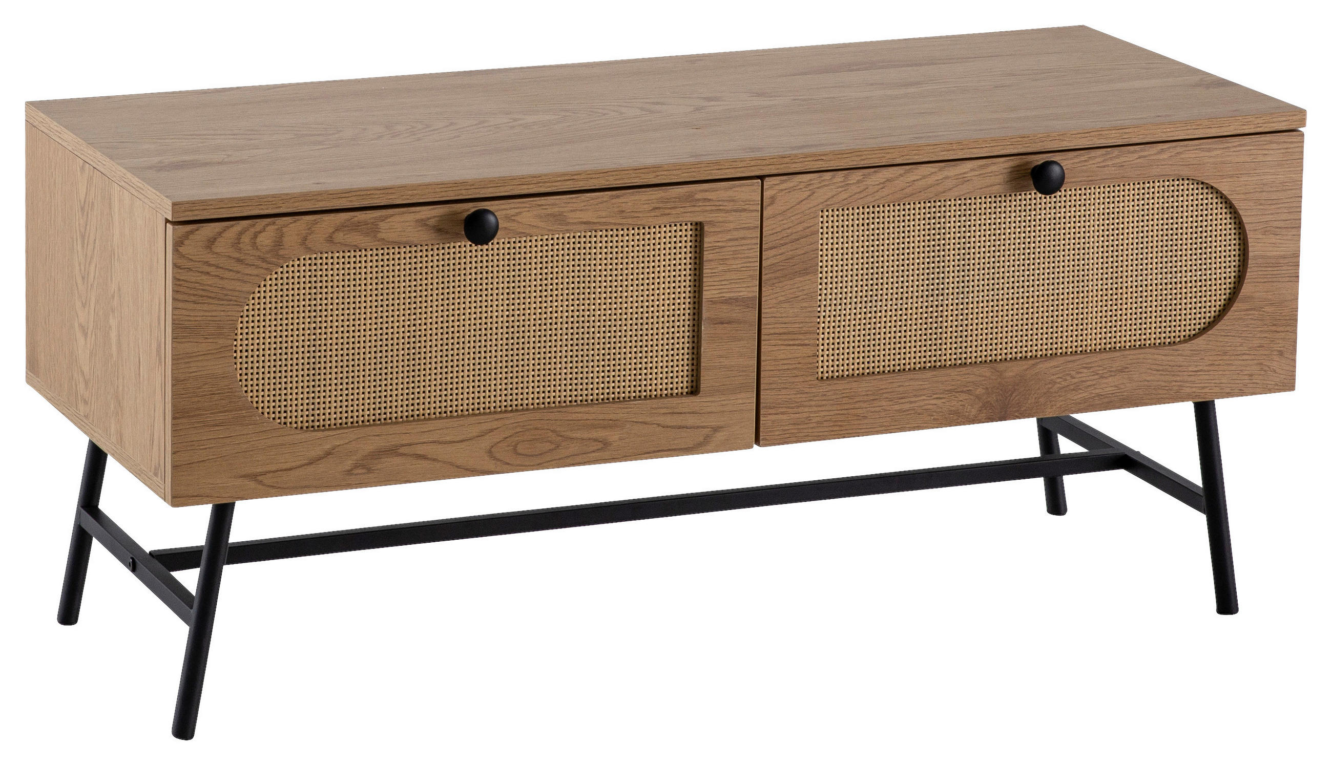 LOWBOARD  100/45/40 cm 2 Schublade(n) stehend  - Eichefarben/Schwarz, Design, Holzwerkstoff/Metall (100/45/40cm) - MID.YOU