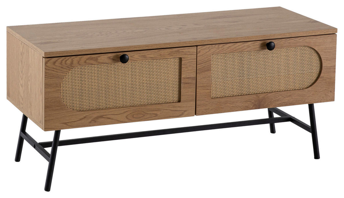 LOWBOARD  100/45/40 cm 2 Schublade(n) stehend  - Eichefarben/Schwarz, Design, Holzwerkstoff/Metall (100/45/40cm) - MID.YOU