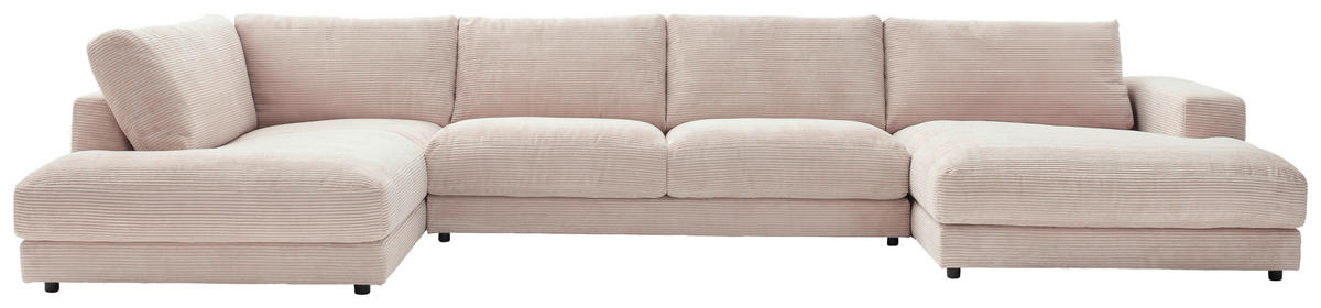 WOHNLANDSCHAFT Taupe Cord  - Taupe/Schwarz, Design, Kunststoff/Textil (224/425/190cm) - Hom`in
