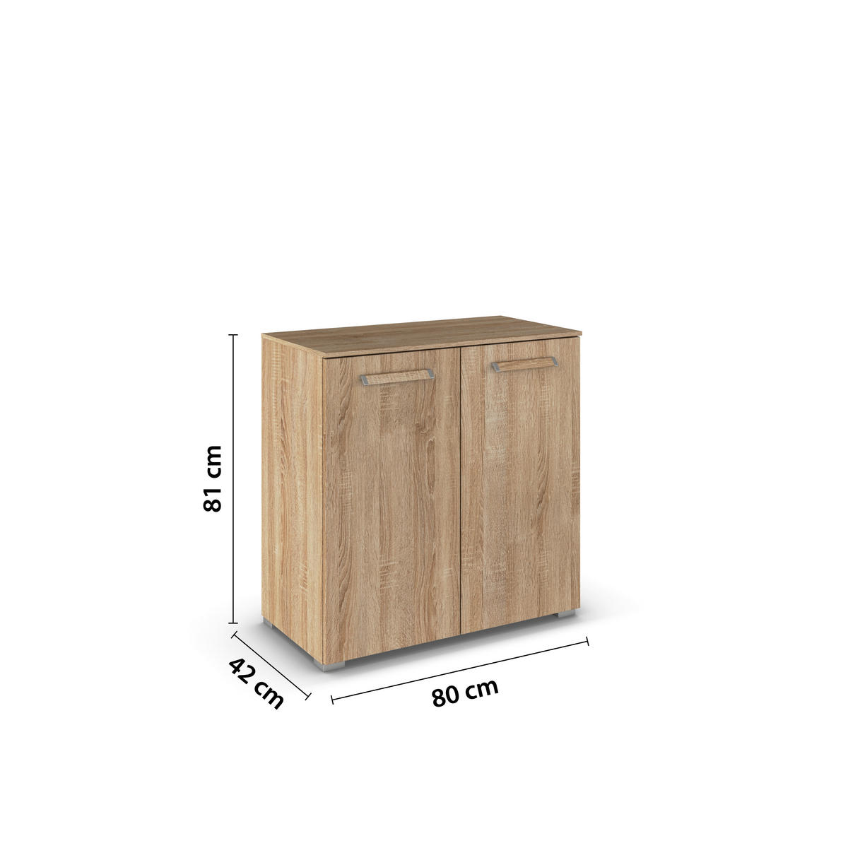 KOMMODE  in 80/81/42 cm  - Silberfarben/Sonoma Eiche, Design, Holzwerkstoff/Kunststoff (80/81/42cm) - Novel