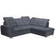 ECKSOFA Anthrazit Chenille  - Chromfarben/Anthrazit, KONVENTIONELL, Kunststoff/Textil (260/205cm) - Carryhome