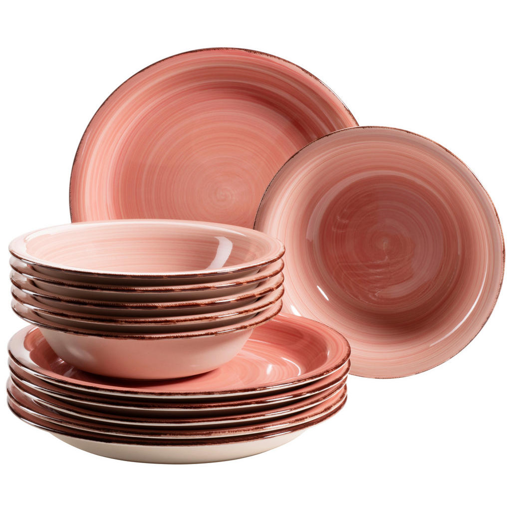 Tafelservice Lumaca Keramik 12-teilig 6 Personen Koralle
