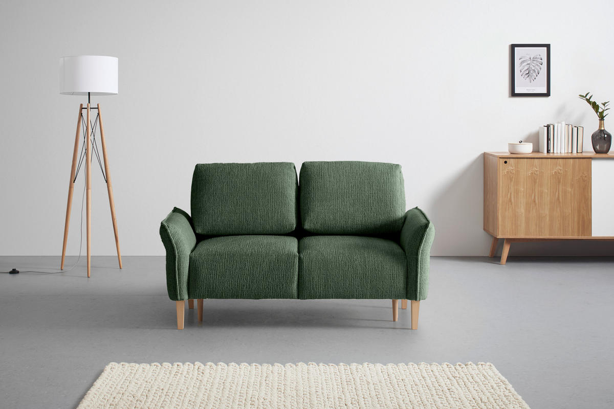 2-SITZER-SOFA in Webstoff Dunkelgrün  - Dunkelgrün/Eichefarben, Modern, Holz/Textil (150/85/92cm) - MID.YOU