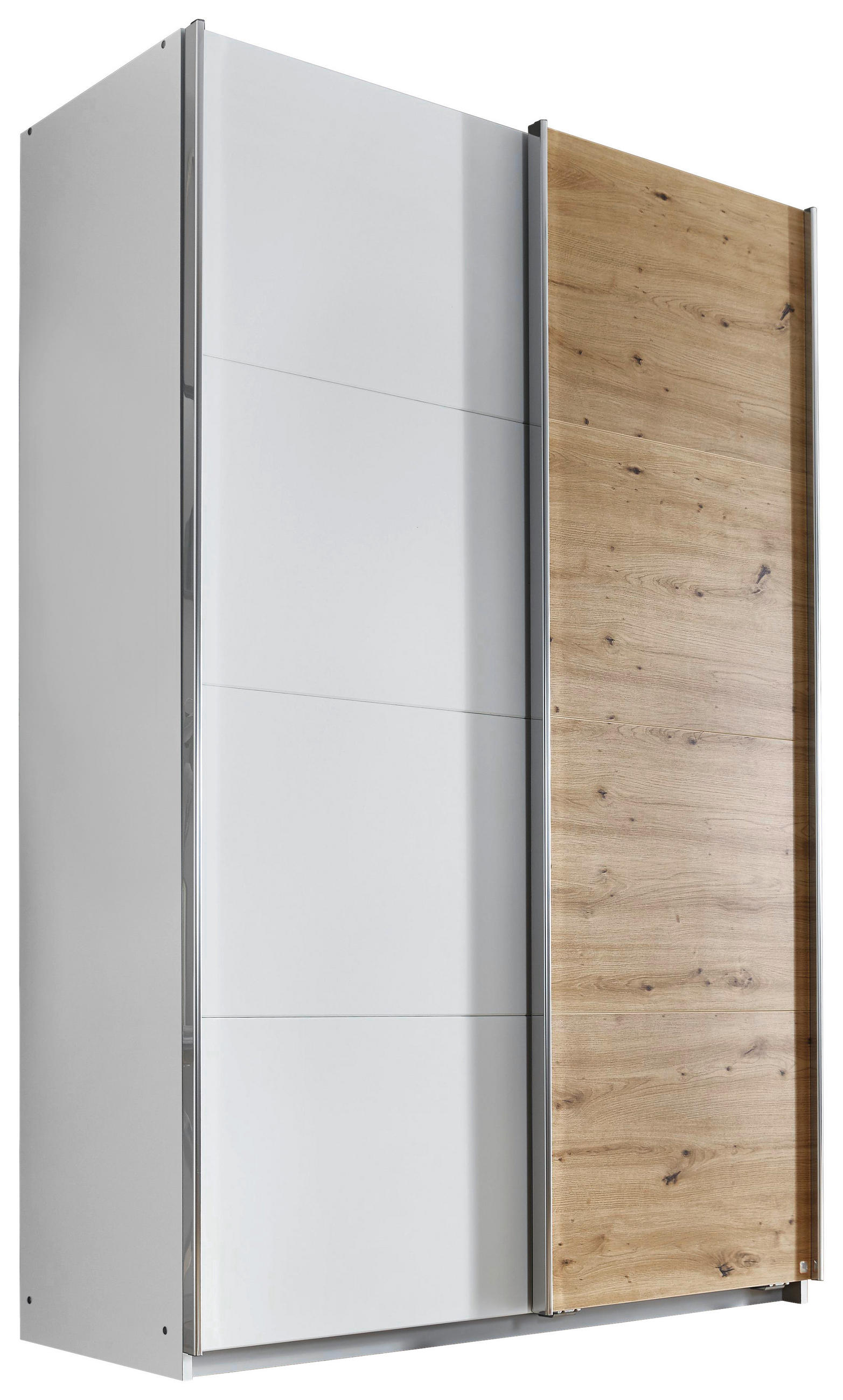 SCHWEBETÜRENSCHRANK  in Eiche Artisan  - Alufarben/Eiche Artisan, Design, Holzwerkstoff/Metall (136/210/62cm) - Carryhome