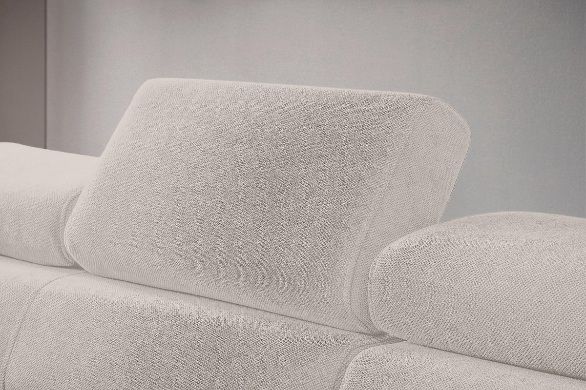 WOHNLANDSCHAFT in Flachgewebe Hellgrau  - Hellgrau/Schwarz, MODERN, Textil/Metall (180/333/206cm) - Stylife