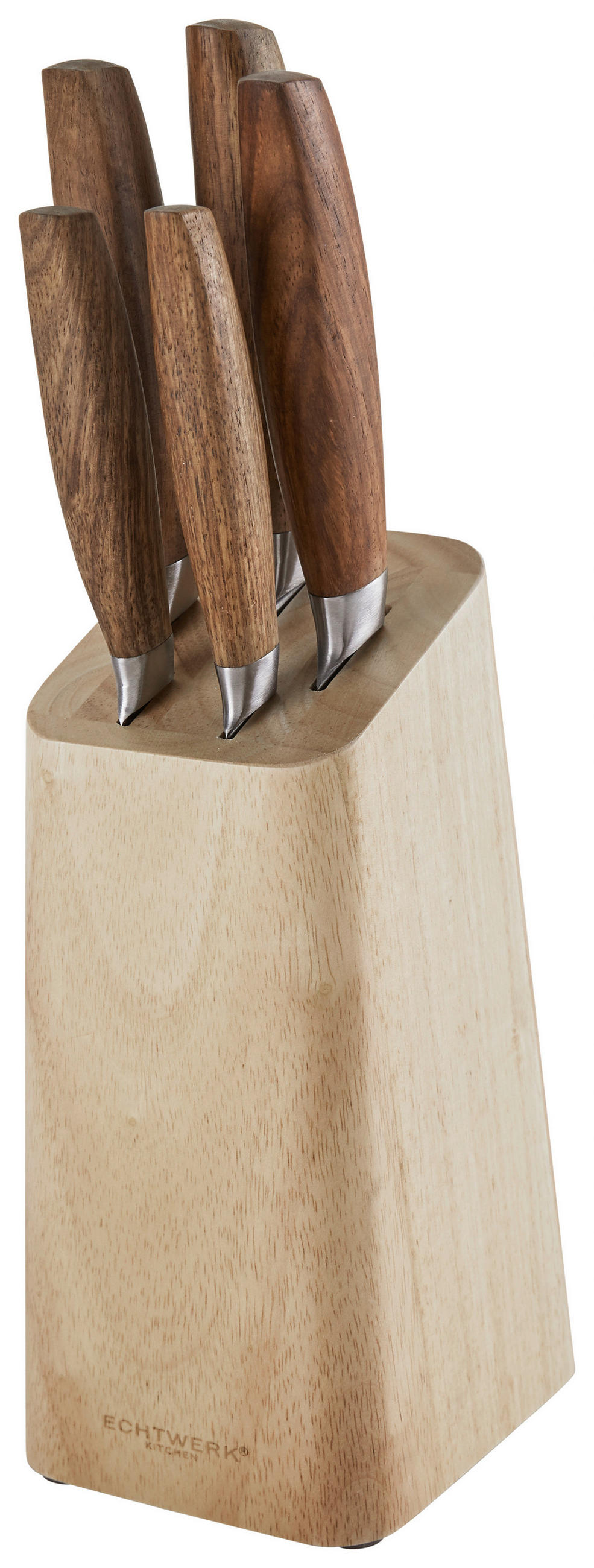 MESSERBLOCK 6-teilig  - Silberfarben/Braun, KONVENTIONELL, Holz (10,5/22,7/12,7cm) - Echtwerk
