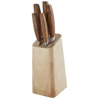 MESSERBLOCK 6-teilig  - Silberfarben/Braun, KONVENTIONELL, Holz (10,5/22,7/12,7cm) - Echtwerk