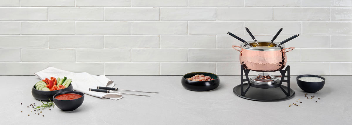 FONDUESET  - Edelstahlfarben/Schwarz, Basics, Metall - Homeware Profession.