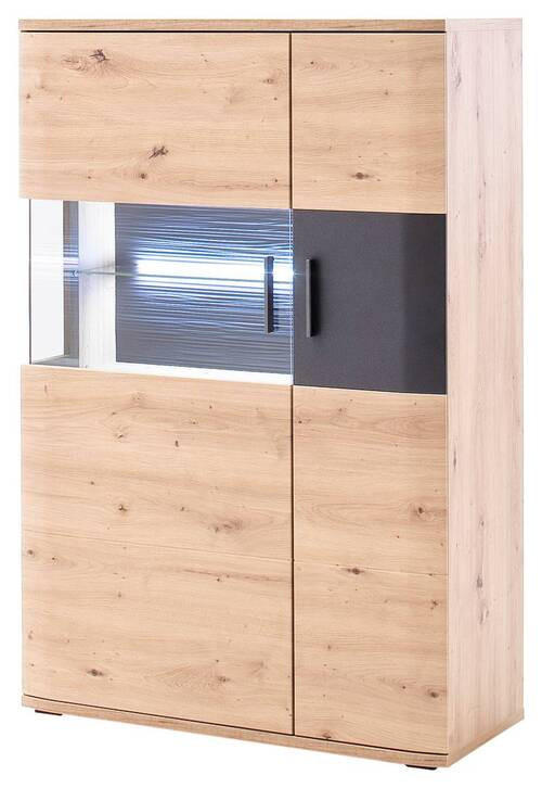 HIGHBOARD Kigali  in 90/134/37 cm  - Klar/Eichefarben, Design, Glas/Holzwerkstoff (90/134/37cm) - Livetastic